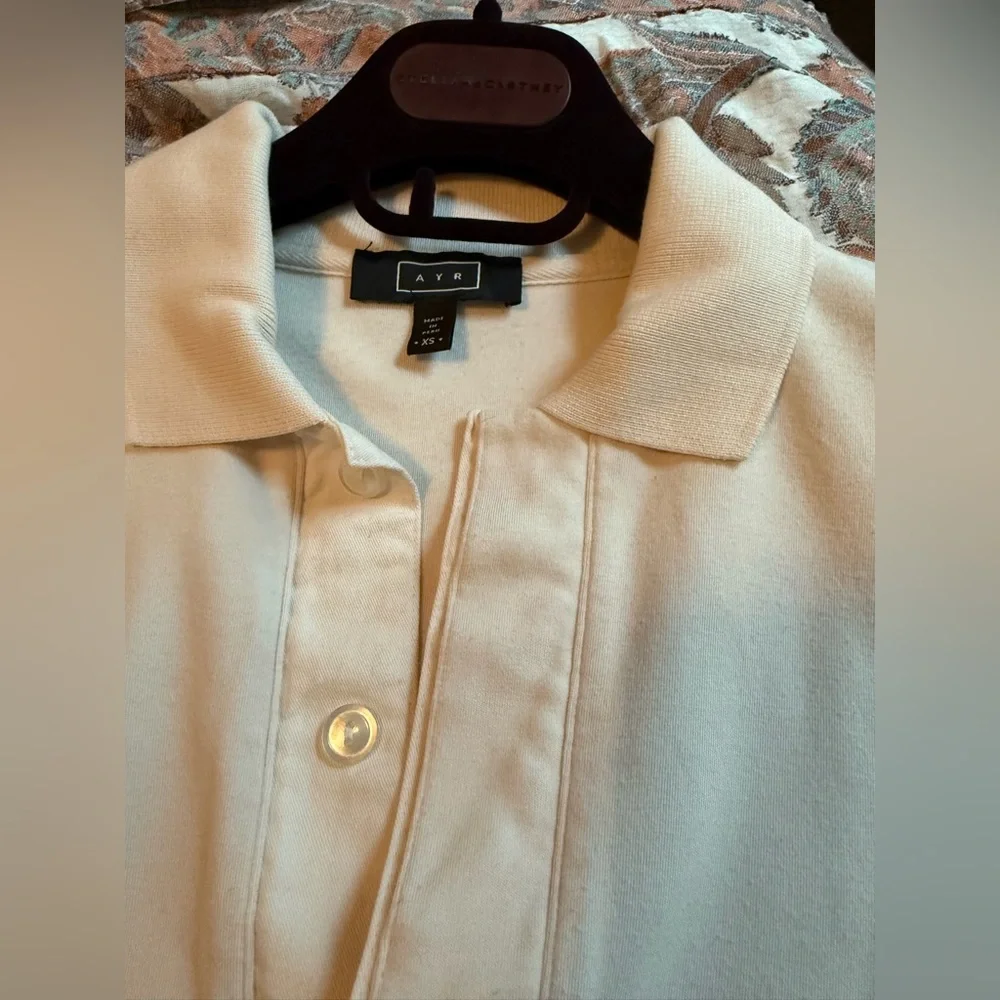 AYR Soft Cream Long Sleeve Sweater Polo - Picture 3 of 5